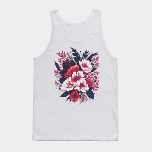 4th of July - Floral in Flag Colors Tank Top